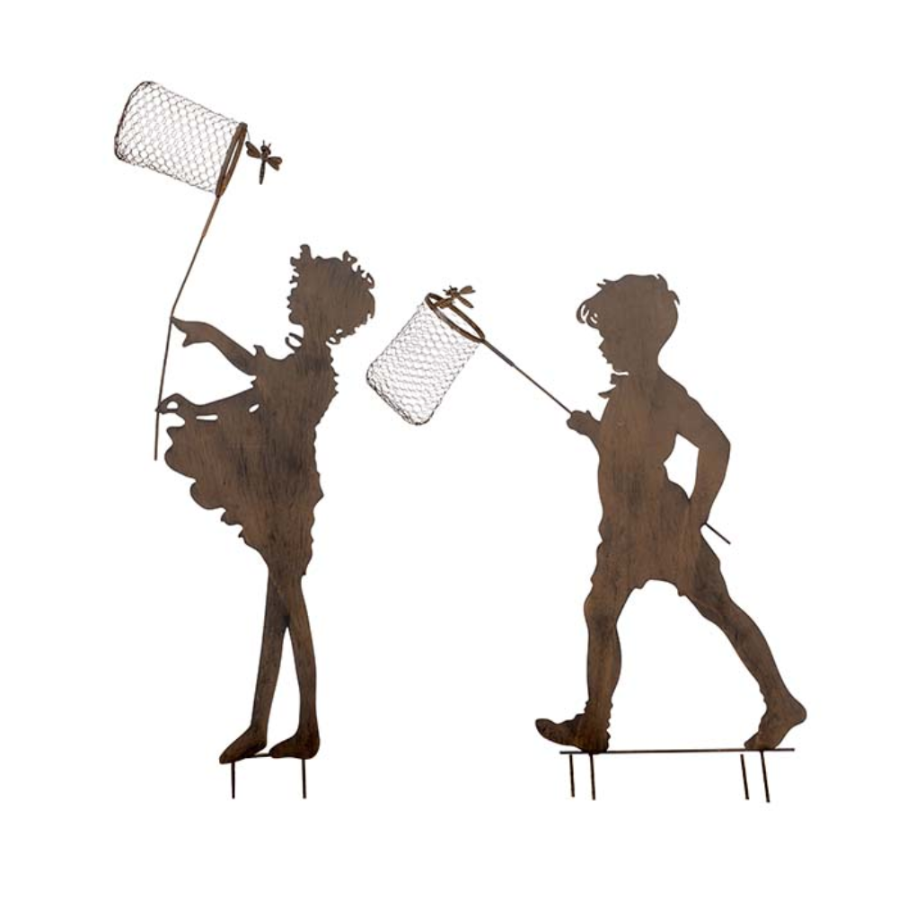 Load image into Gallery viewer, MARTHA&#39;S VINEYARD Boy &amp; Girl Garden Silhouettes w/ Net – Rust