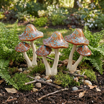 MARTHA'S VINEYARD Ceramic Garden Ornament - Double Mushroom