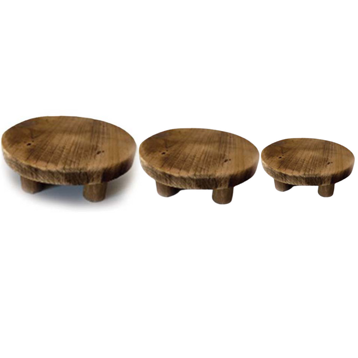 MARTHA'S VINEYARD Round Timber Plant Stand - Set of 3