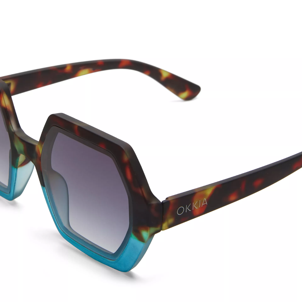 Load image into Gallery viewer, OKKIA Emma Adult Sunglasses - Havana &amp; Blue