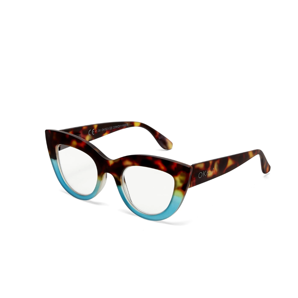 Load image into Gallery viewer, OKKIA Claudia Adult Reading Glasses - Havana &amp; Blue