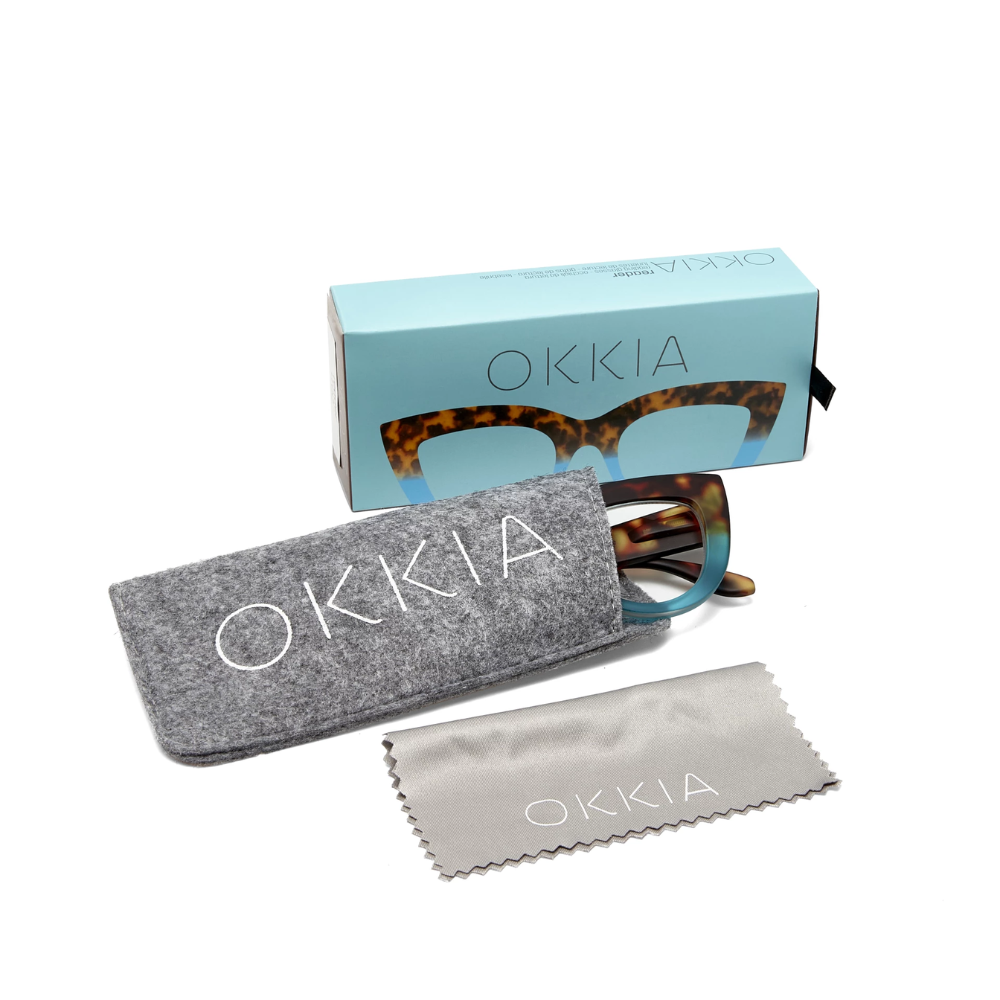 Load image into Gallery viewer, OKKIA Claudia Adult Reading Glasses - Havana &amp; Blue