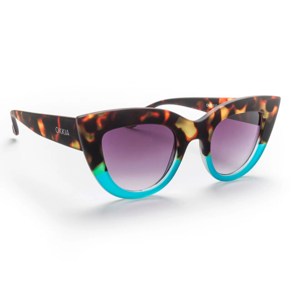 Load image into Gallery viewer, OKKIA Claudia Adult Sunglasses - Havana &amp; Blue