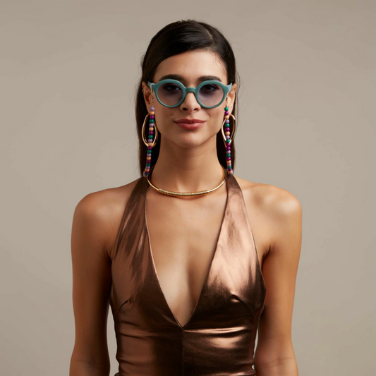 OKKIA Lauro Adult Sunglasses - Green Sage & Blue Gradient Lens