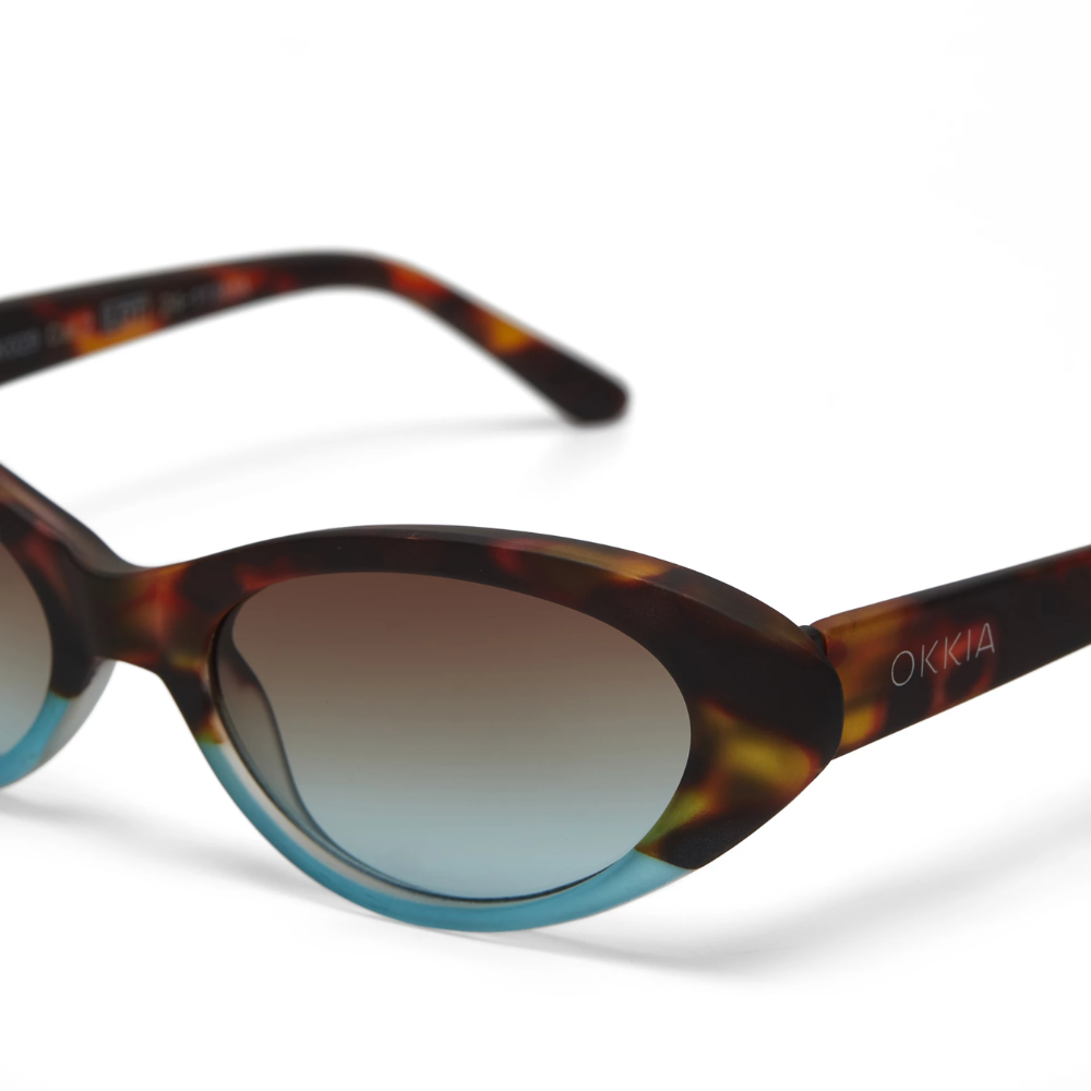 Load image into Gallery viewer, OKKIA Lina Adult Sunglasses - Havana &amp; Blue