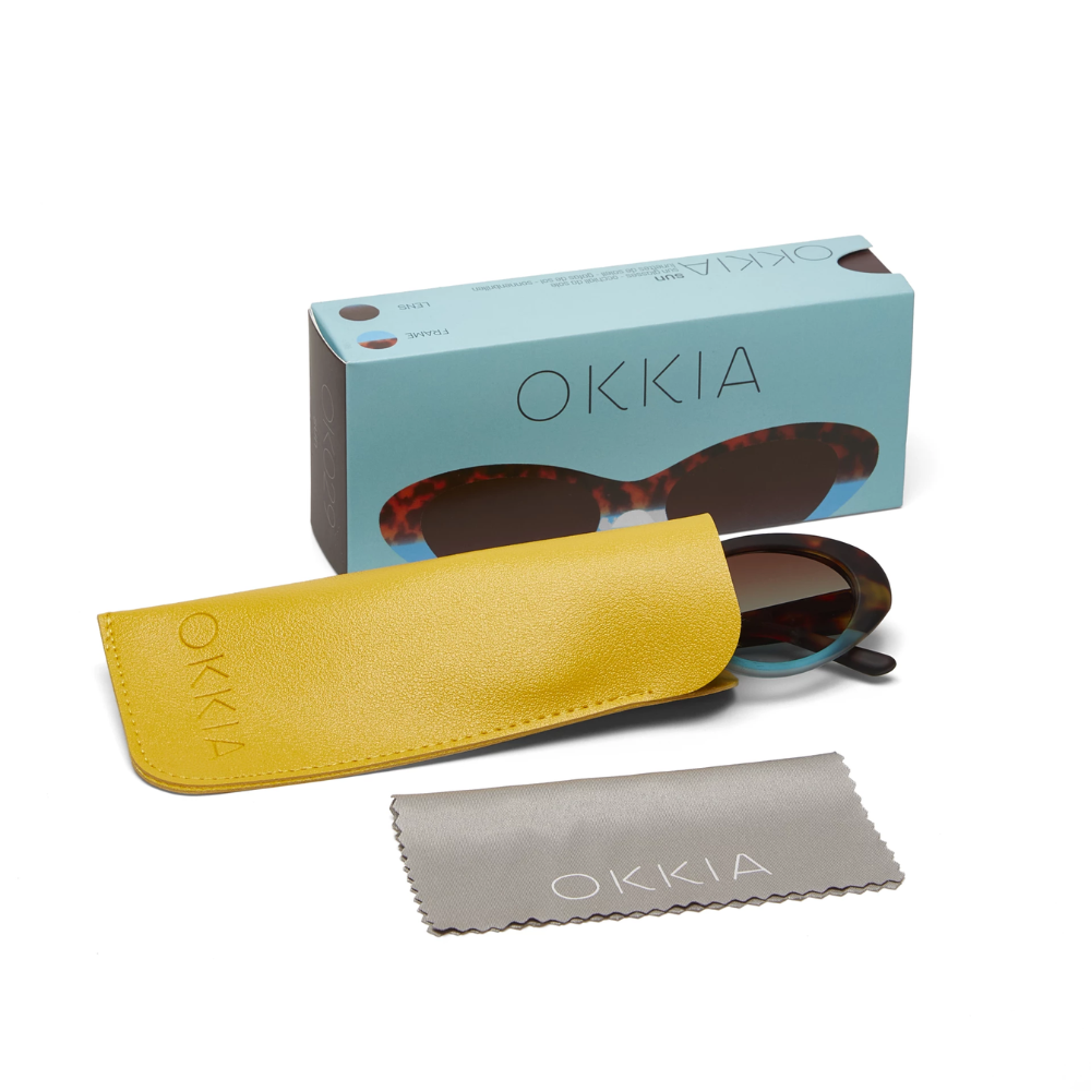 Load image into Gallery viewer, OKKIA Lina Adult Sunglasses - Havana &amp; Blue