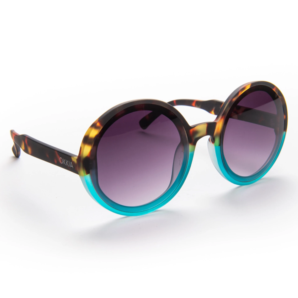 Load image into Gallery viewer, OKKIA Monica Adult Sunglasses - Havana &amp; Blue