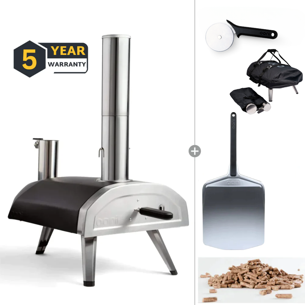 Load image into Gallery viewer, OONI Fyra 12 Portable WoodFired Pellet Outdoor Pizza Oven, Cover + Peel, Pizza Cutter and 1kg Pellets **CLEARANCE**