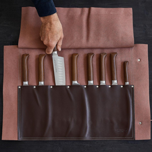 Load image into Gallery viewer, OPINEL 8-Slot Leather Chef Knife Carrier