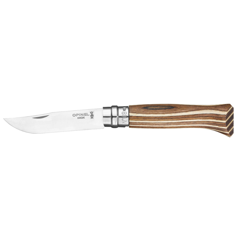 OPINEL N°08 Traditional Folding Knife Laminated Birch S/S - Brown