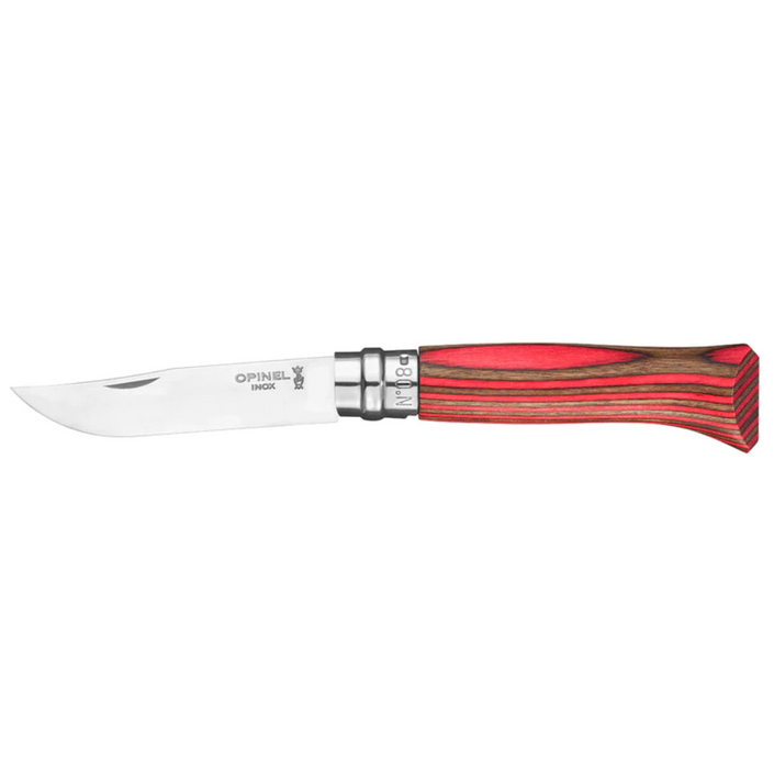 OPINEL N°08 Traditional Folding Knife Laminated Birch S/S - Red