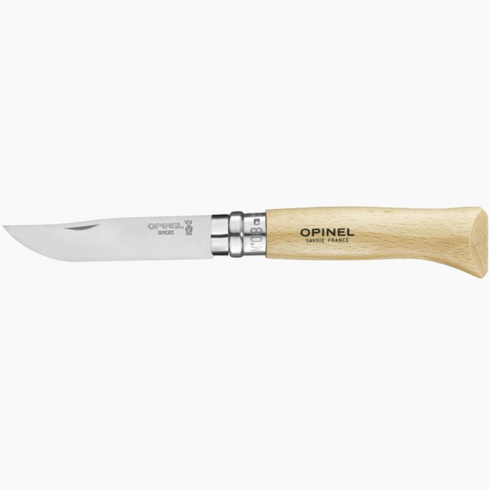 OPINEL N°08 Traditional Folding Knife S/S and Sheath Set - Beechwood