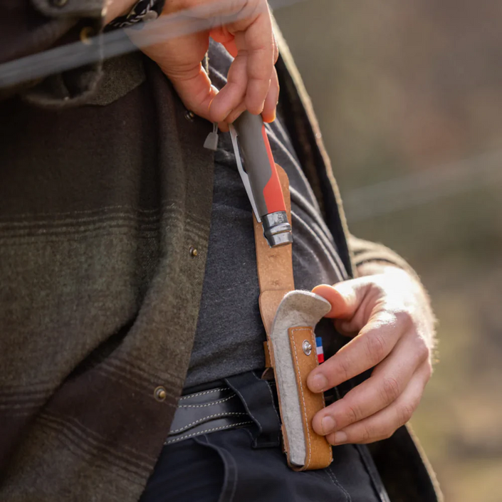 OPINEL Leather/Felt Sheath With French Flag - Medium