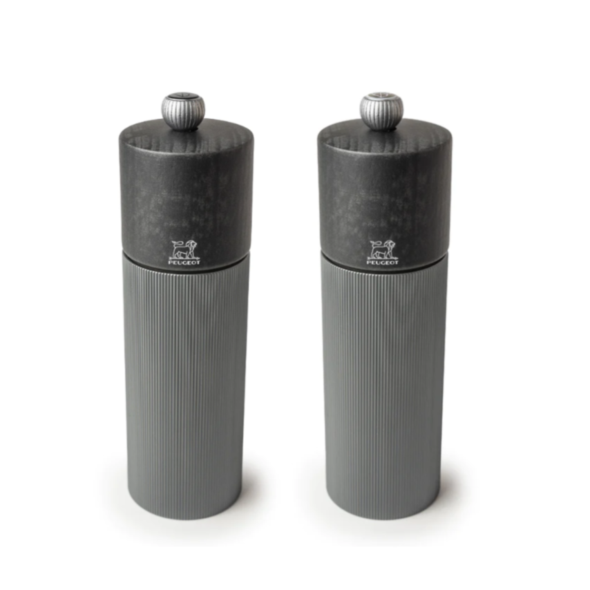 Load image into Gallery viewer, PEUGEOT Line Salt/Pepper Mill Set Aluminium &amp; Graphite Wood - 18cm