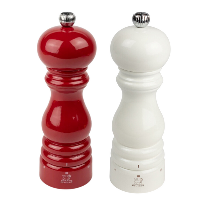 PEUGEOT Paris u'Select Salt/Pepper Mill Set Gloss Ivory & Passion Red - 18cm