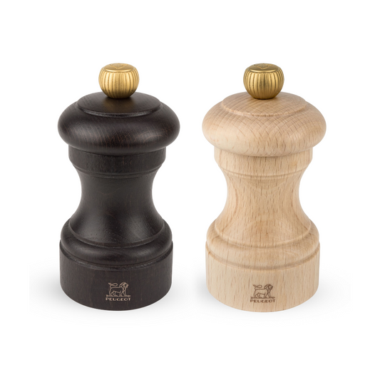 PEUGEOT Bistro Salt/Pepper Mill Set Chocolate & Natural Wood - 10cm