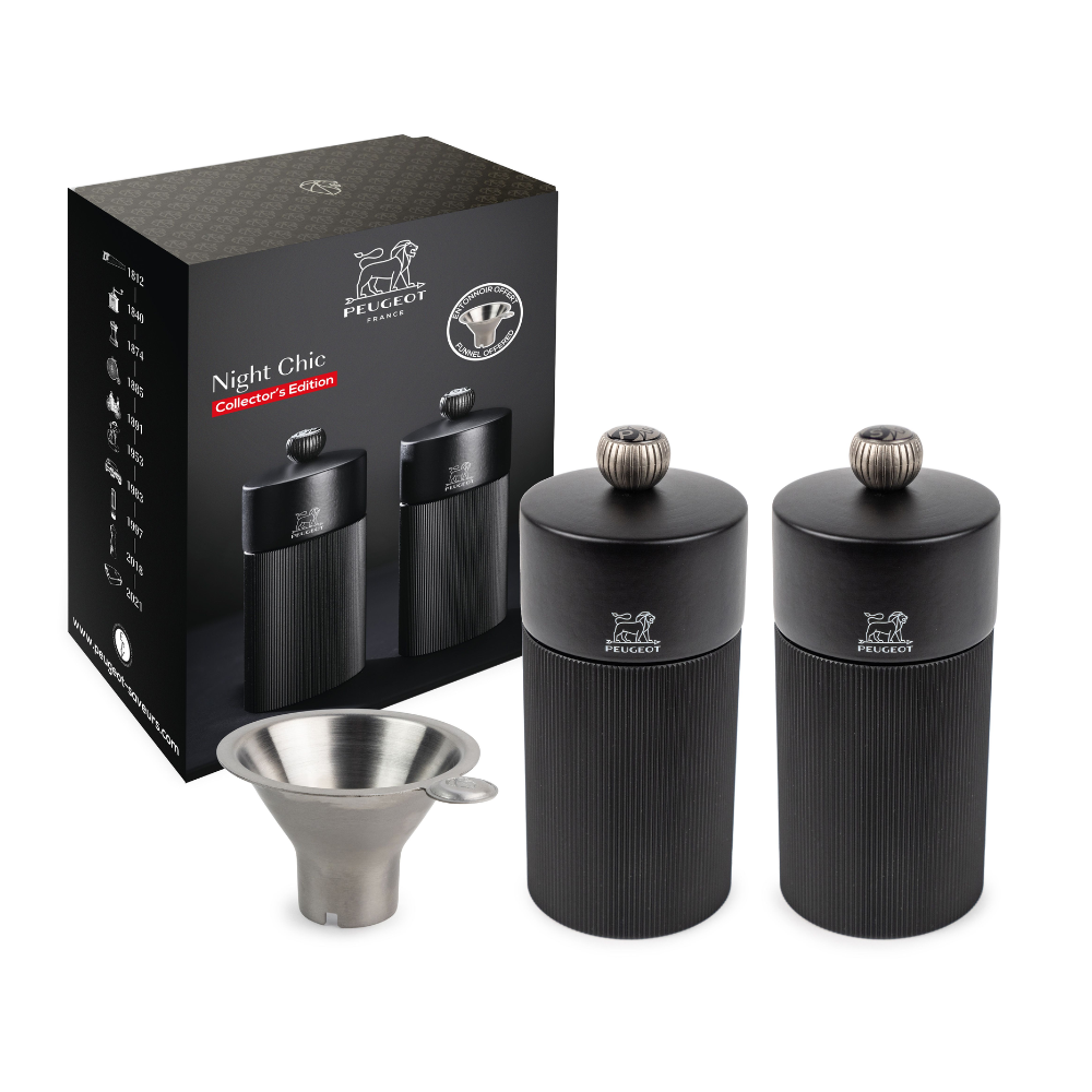 Load image into Gallery viewer, PEUGEOT Line Night Chic Salt/Pepper Mill Set Matt Black - 12cm