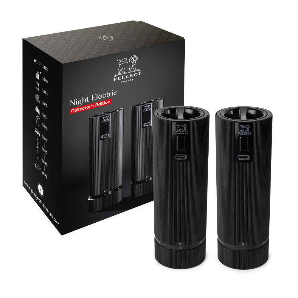 Load image into Gallery viewer, PEUGEOT Line Night Electric u&#39;Select Salt/Pepper Mill Set Matt Black - 15cm