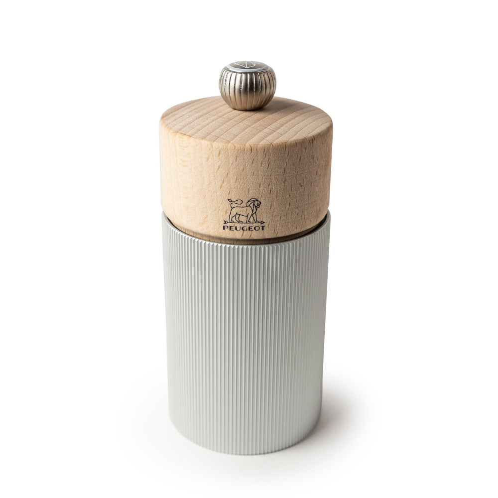 Load image into Gallery viewer, PEUGEOT Line Salt Mill Aluminium &amp; Natural Wood - 12cm