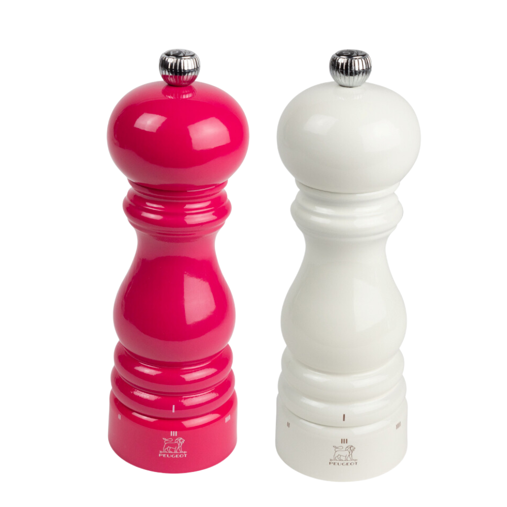 PEUGEOT Paris u'Select Salt/Pepper Mill Set Gloss Ivory & Candy Pink - 18cm