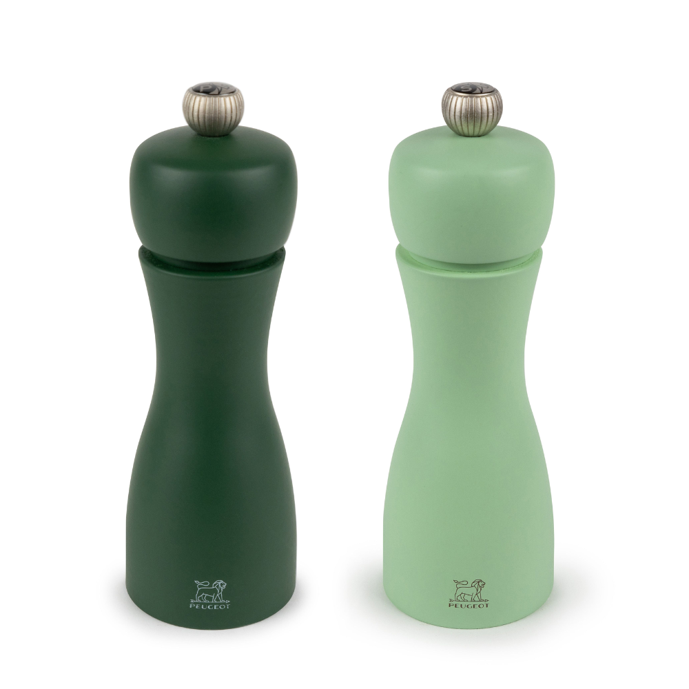 Load image into Gallery viewer, PEUGEOT Tahiti Water Salt/Pepper Mill Set Moss &amp; Mint - 15cm