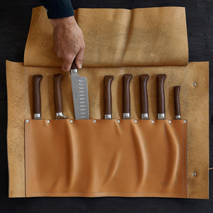 OPINEL 8-Slot Leather Chef Knife Carrier