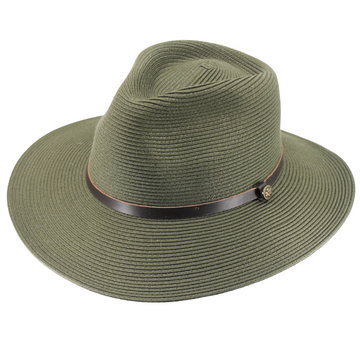 RIGON HEADWEAR Darby Fedora Flexbraid Hat - Dark Khaki