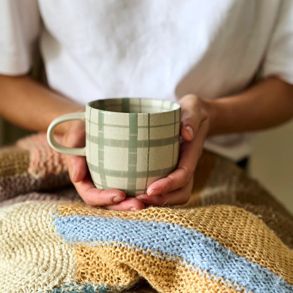 Load image into Gallery viewer, ROBERT GORDON Cat&#39;s Pyjamas Mug - Duck Egg Check