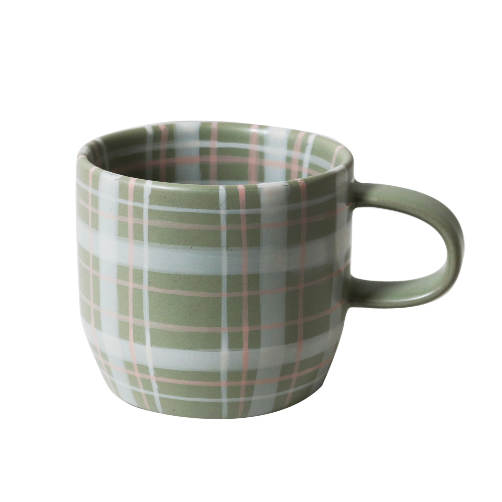 Load image into Gallery viewer, ROBERT GORDON Cat&#39;s Pyjamas Mug - Sage &amp; Blush Check