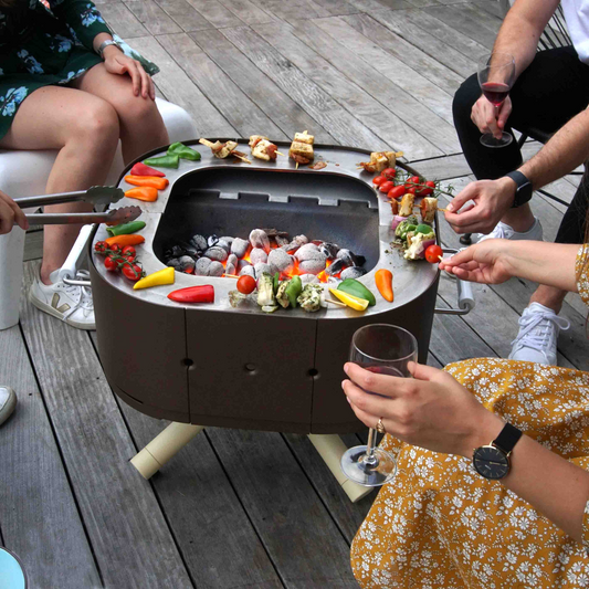 ALUVY SAM Basal  Low Brazier with Cover & BBQ Tool Set - Anthracite