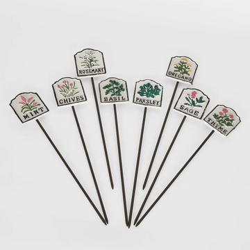 MARTHA'S VINEYARD Herb Garden Labels (White & Black) - Set of 8