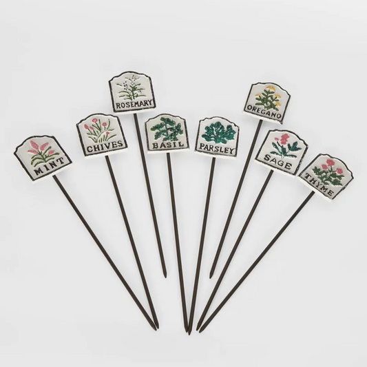 MARTHA'S VINEYARD Herb Garden Labels (White & Black) - Set of 8