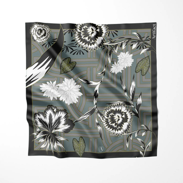 ARTIFACT Square Silk Scarf - Silva Noire