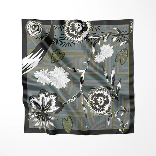 ARTIFACT Square Silk Scarf - Silva Noire