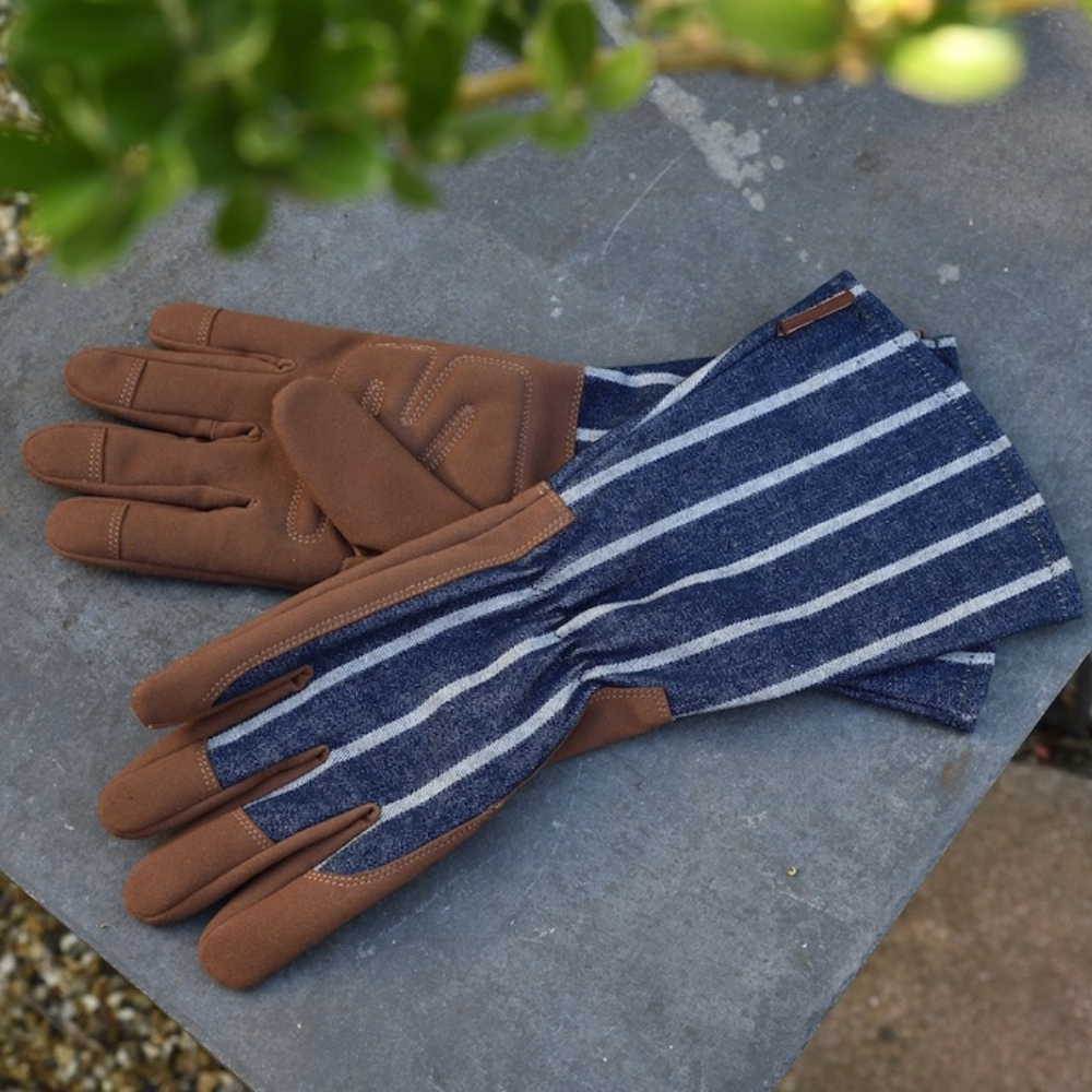 Load image into Gallery viewer, SOPHIE CONRAN Gauntlet Gloves - Ticking Stripe Blue