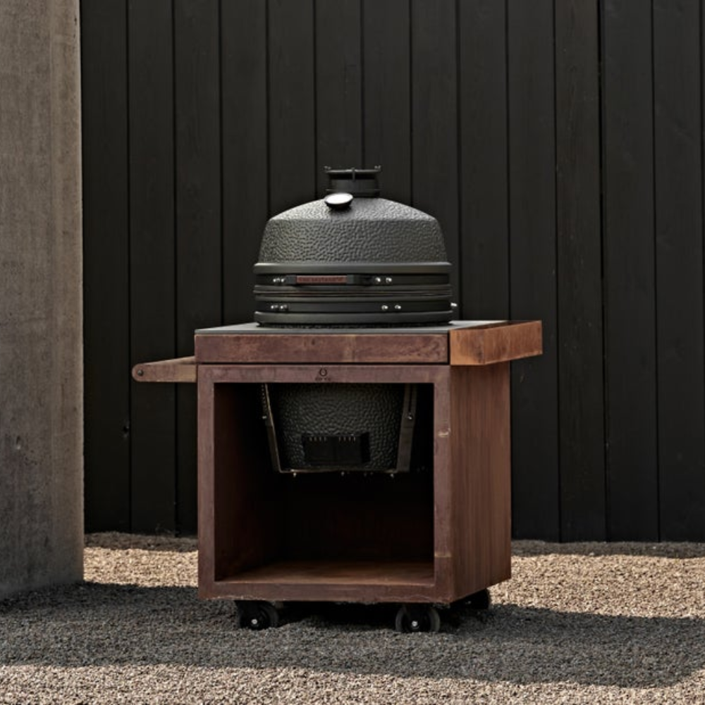 Load image into Gallery viewer, OFYR Pro + Kamado Grill Stand w/ Ceramic Tabletop - Corten Steel **Limited Stock**
