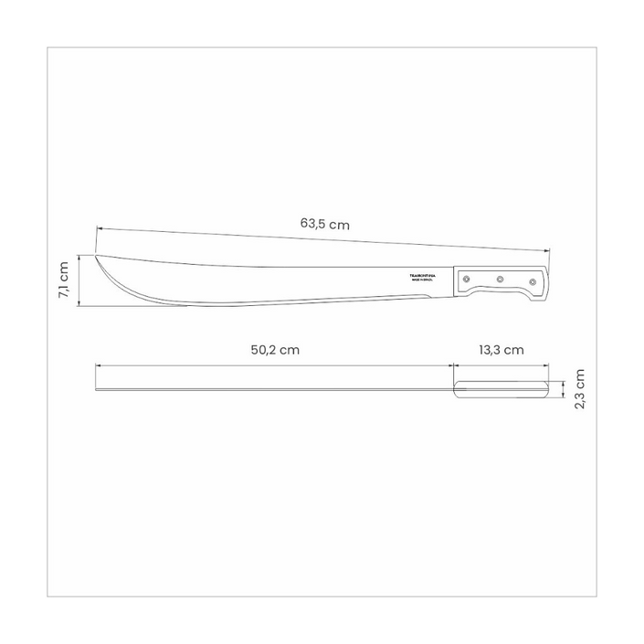 TRAMONTINA Machete with Carbon Steel Blade and Wood Handle - 500mm / 20"