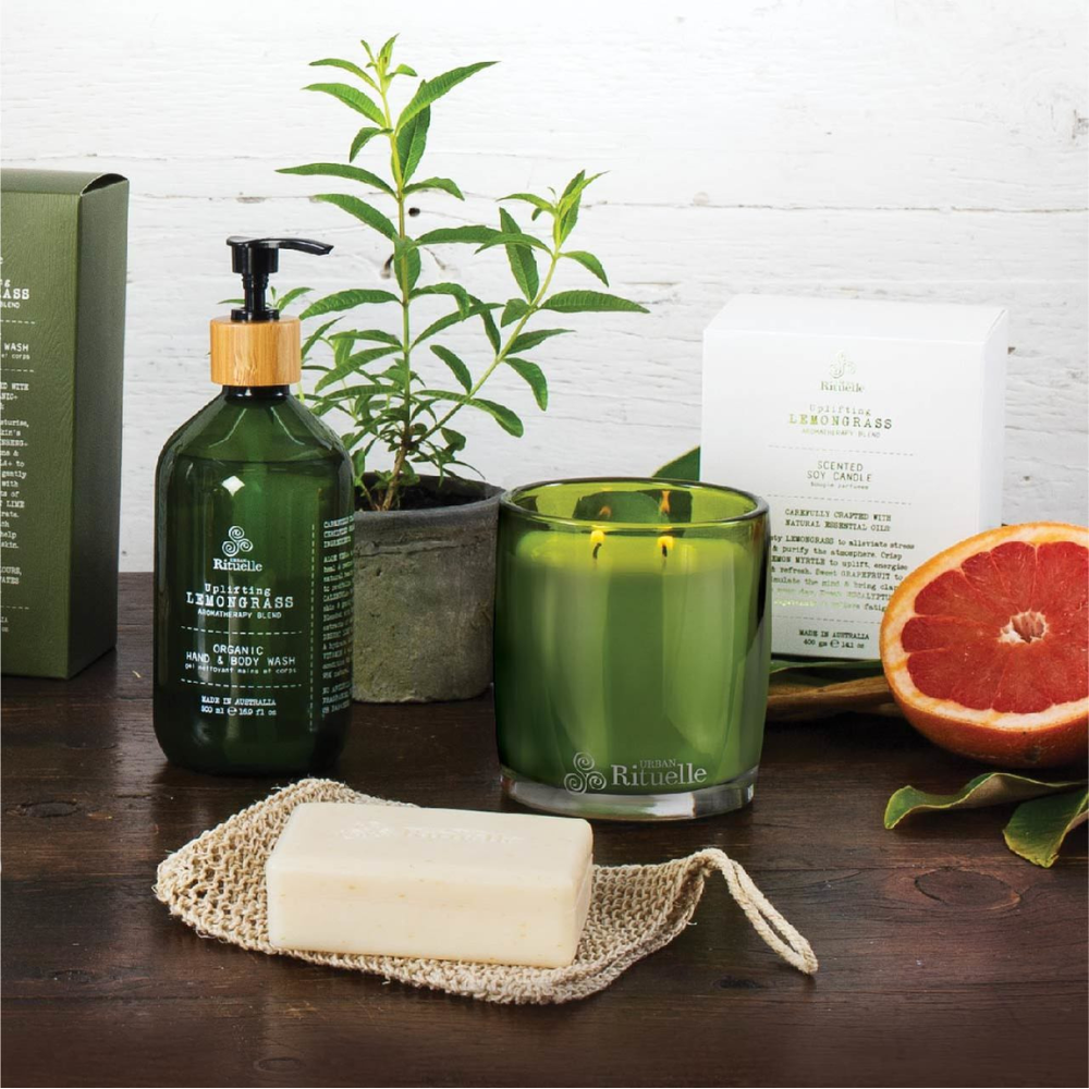 Load image into Gallery viewer, URBAN RITUELLE Flourish Organics Soy Candle 400gm - Lemongrass