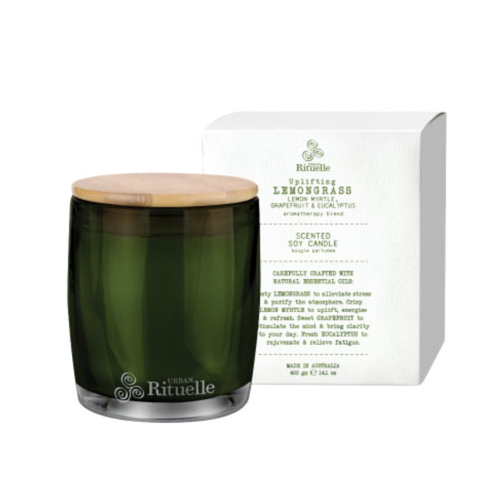 Load image into Gallery viewer, URBAN RITUELLE Flourish Organics Soy Candle 400gm - Lemongrass