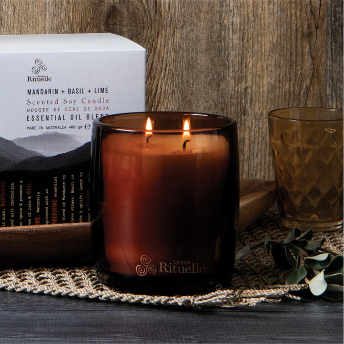 URBAN RITUELLE Soy Candle 400gm - Mandarin, Basil & Lime