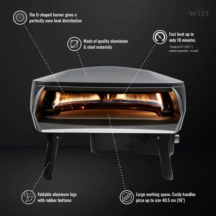 WITT Etna Fermo Gas Powered Pizza Oven 16" - Graphite