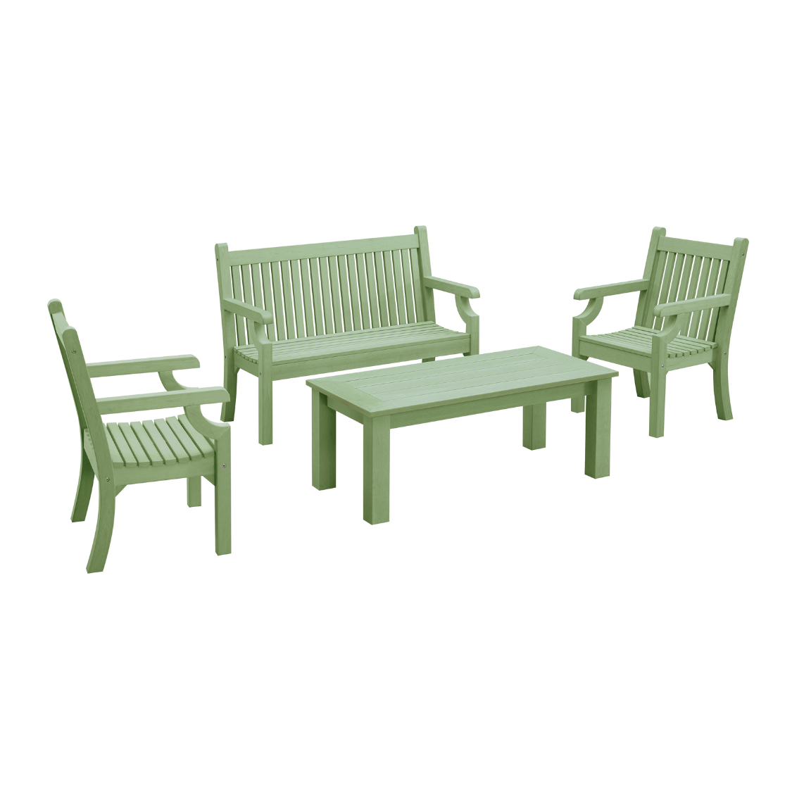 WINAWOOD Sandwick Two-Seater Bench, 2 Sandwick Armchair & Coffee Table 4pce Set