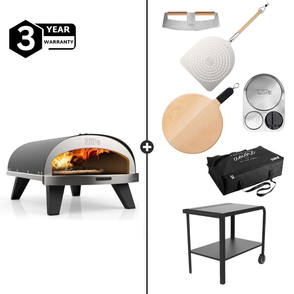 ZiiPa Piana Gas Pizza Oven Deluxe Bundle - Charcoal/Charbon