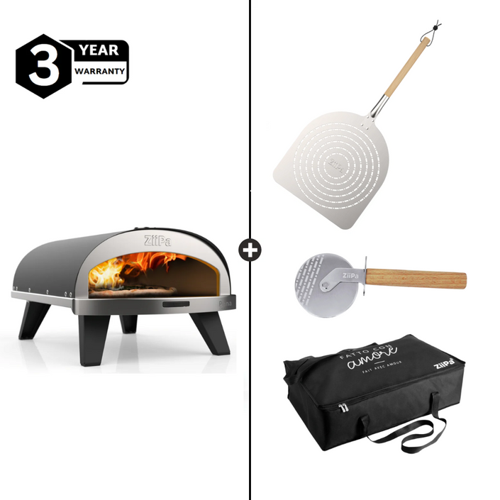 ZiiPa Piana Gas Pizza Oven Starter Kit w/ Cover - Charcoal/Charbon