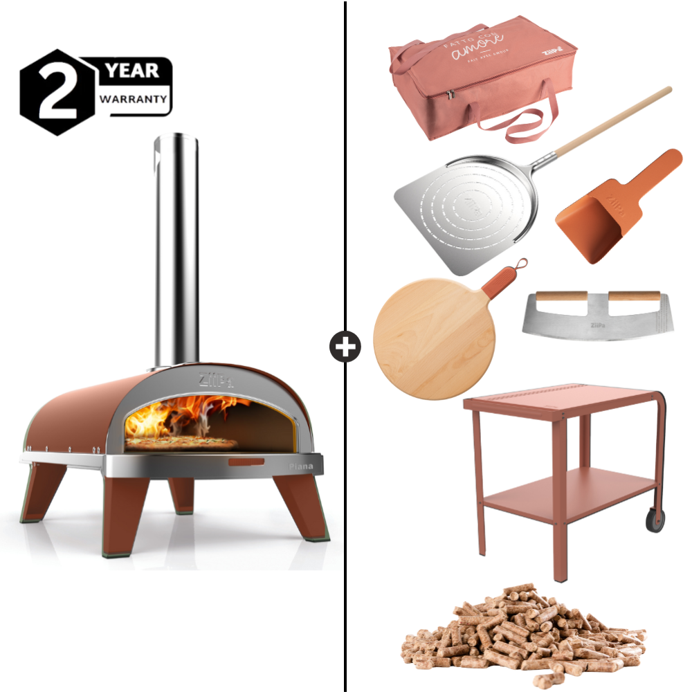 Load image into Gallery viewer, ZiiPa Piana Wood Pellet Pizza Deluxe Outdoor Cooking Bundle - Terracotta