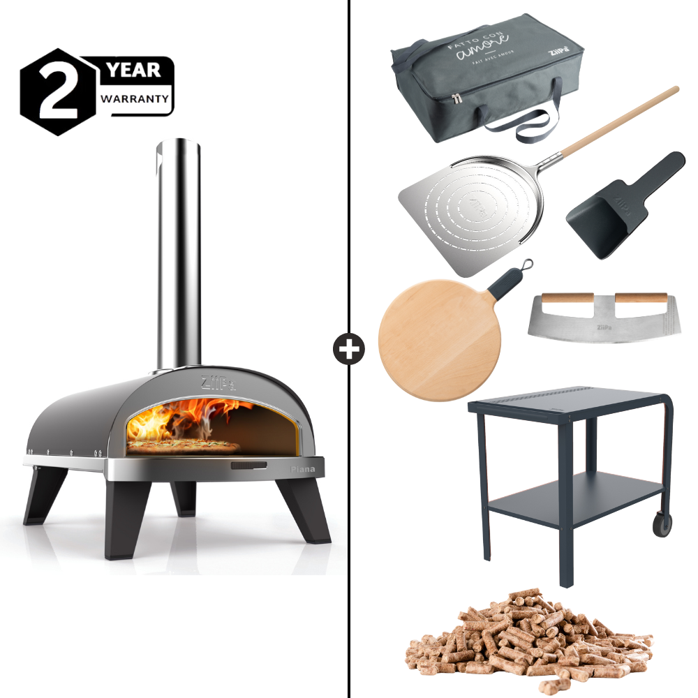 Load image into Gallery viewer, ZiiPa Piana Wood Pellet Pizza Deluxe Outdoor Cooking Bundle - Slate/Ardoise