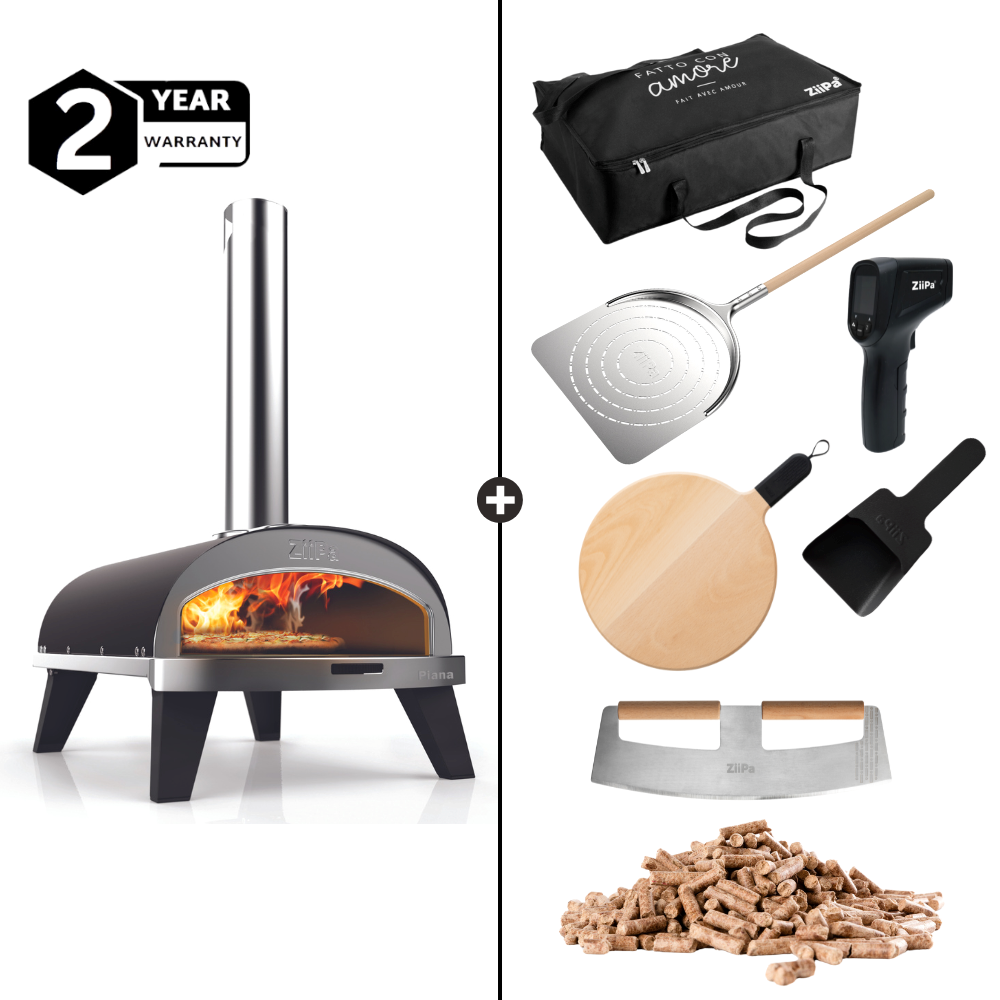 ZiiPa Piana Wood Pellet Pizza Oven Chef Bundle - Charcoal/Charbon