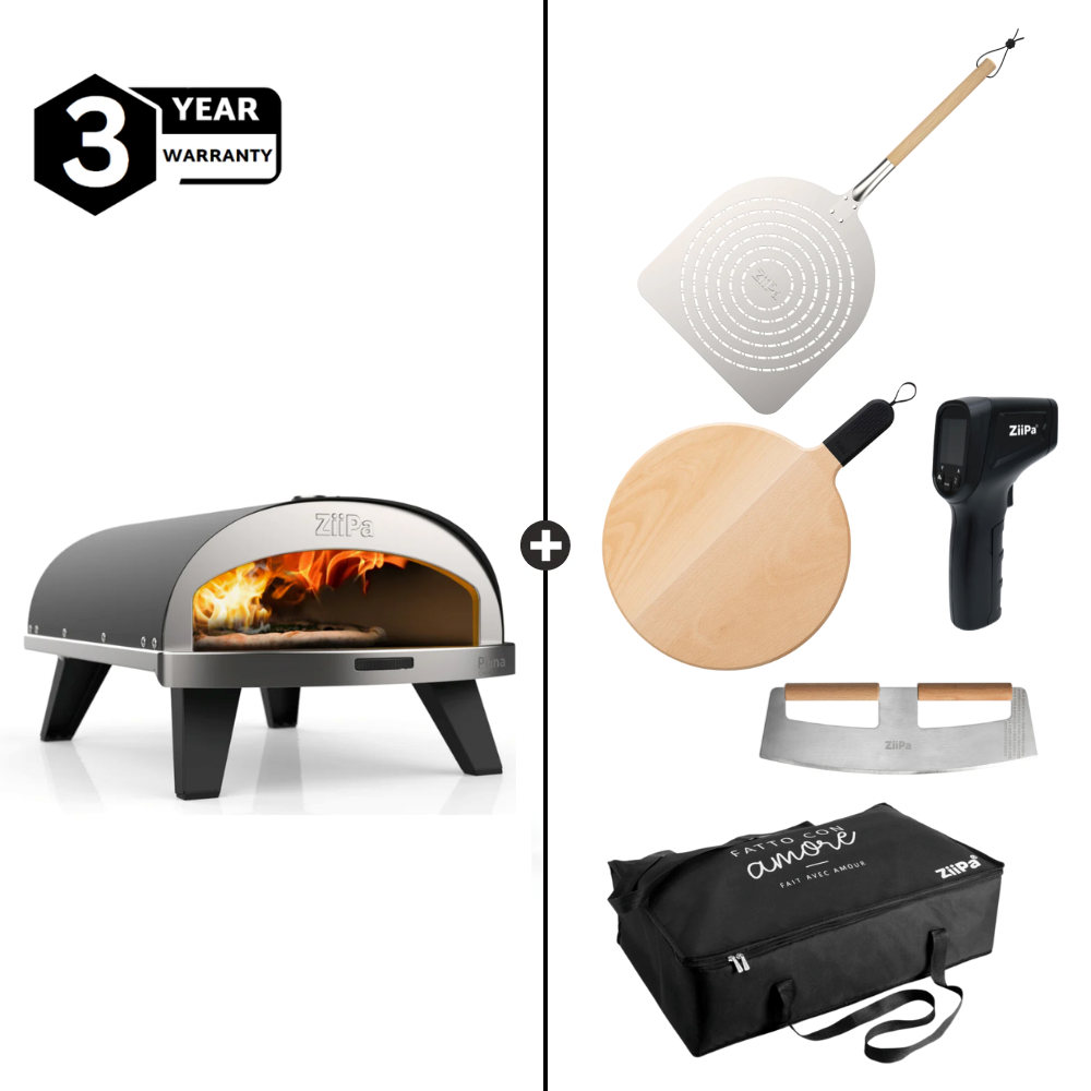 ZiiPa Piana Gas Pizza Oven Chef Bundle - Charcoal/Charbon