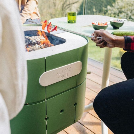 ALUVY MARCEL Basalt Charcoal Barbeque with Cover & BBQ Tool Set - Anthracite