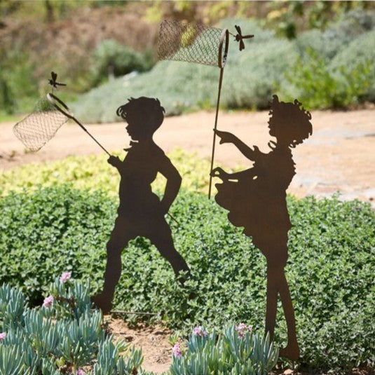 Load image into Gallery viewer, MARTHA&#39;S VINEYARD Boy &amp; Girl Garden Silhouettes w/ Net – Rust